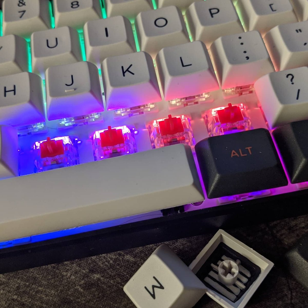 n360nat's tweet photo. Fotos del nuevo teclado Custom 60% #gk61keyboard #customkeyboard #customkeycaps #GK61 #dsacarbon #pbtkeycaps #cherrymxred #cherrymx #customsetup #mechanicalkeyboard https://t.co/mnxaK3uAAb