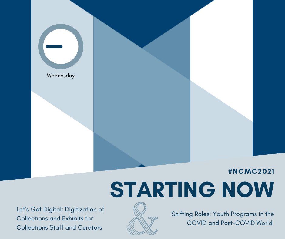 TheNCMC's tweet photo. Welcome back to the third and final day of #NCMC2021 This first set of concurrent sessions are...
#ncmc #ncmuseumscouncil #NCMC2021 #virtualconference #shiftingroles #museumsadvocacy #museums #ncmuseums #covid19 #MuseumsFromHome #StayHome #MuseumsForMasks https://t.co/RRM1gJaUsd