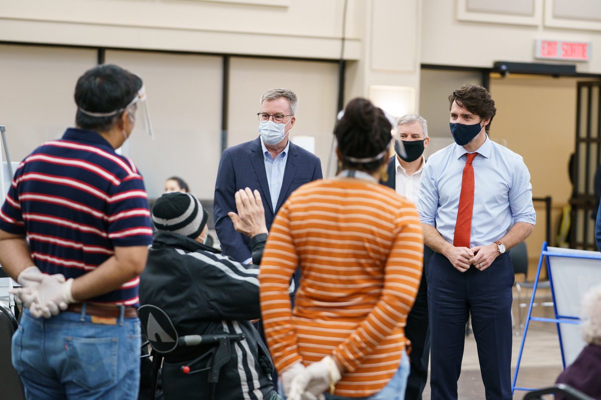 JustinTrudeau's tweet photo. In clinics across the country, including the one I visited in Ottawa earlier, more and more people are getting their vaccines - and that’s good to see. To everyone who’s playing a critical role in these efforts, thank you. Your hard work isn’t going unnoticed. https://t.co/QXgMZqDeCk