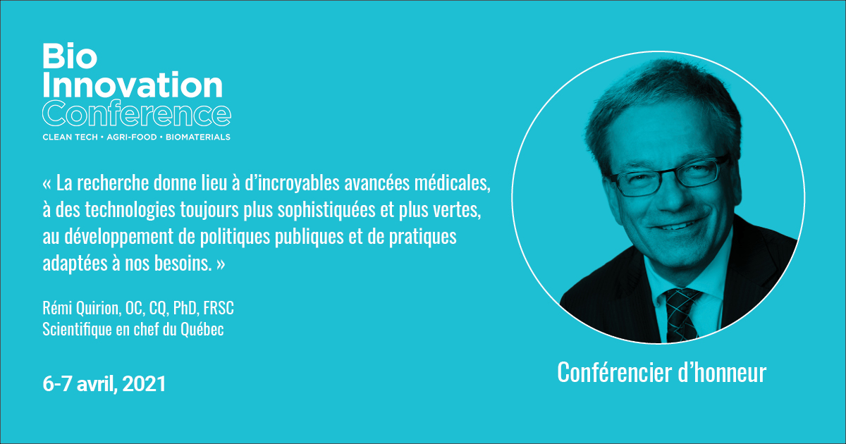 D3_innovation's tweet photo. On est à sept (!) jours de la conférence Bio Innovation !
On est très heureux d’accueillir le scientifique en chef du Québec, Rémi Quirion, OC, CQ, PhD, FRS, comme conférencier principal. @SciChefQC
#D3bio #bioeconomy #bioquebec https://t.co/aVP28vkud6