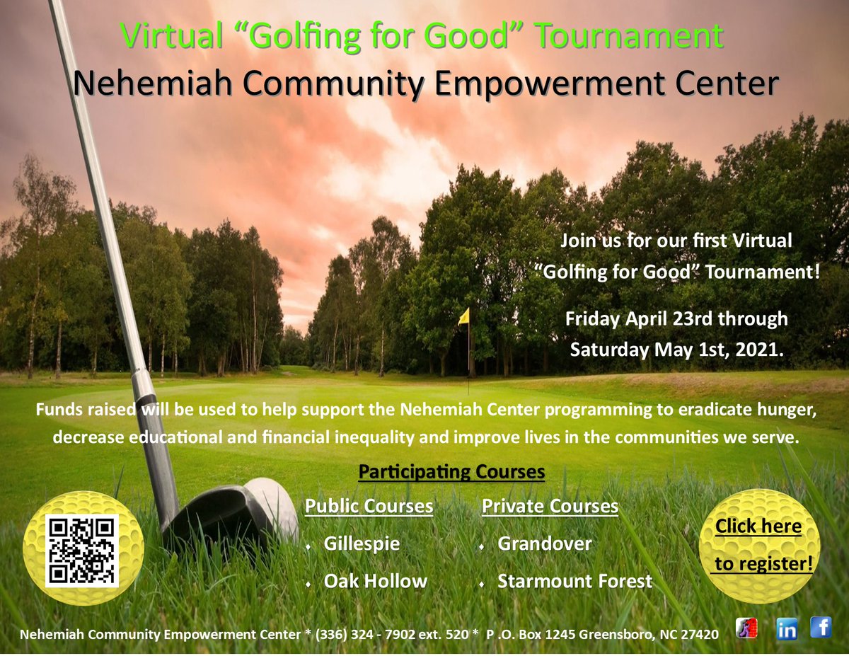 Jldepee's tweet image. The Nehemiah Center is holding a "Golfing for Good" Tournament! Register today and help support our community! #Golf #tournament #Community #fundraisingtwitter #fundraising 

Register here---&amp;gt;events.golfstatus.com/event/d38309a9…