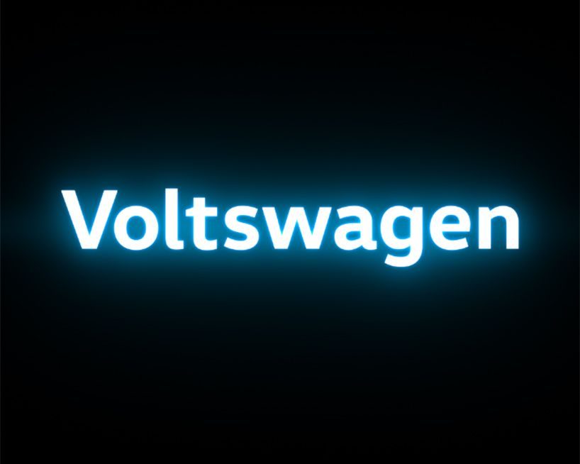 designboom's tweet photo. celebrating its electric future, volkswagen is officially rebranding as 'voltswagen' in the US. https://t.co/veSvq18Y5d https://t.co/Eq6Wuc5Meb