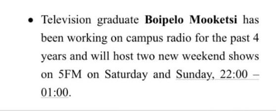 BB_Mooketsi's tweet photo. 🙏🏽🚀🚀

We’ve got date every weekend between 22:00-01:00 on @5FM 

Let’s rock!! 🙏🏽 https://t.co/Lwxcg3gm7W