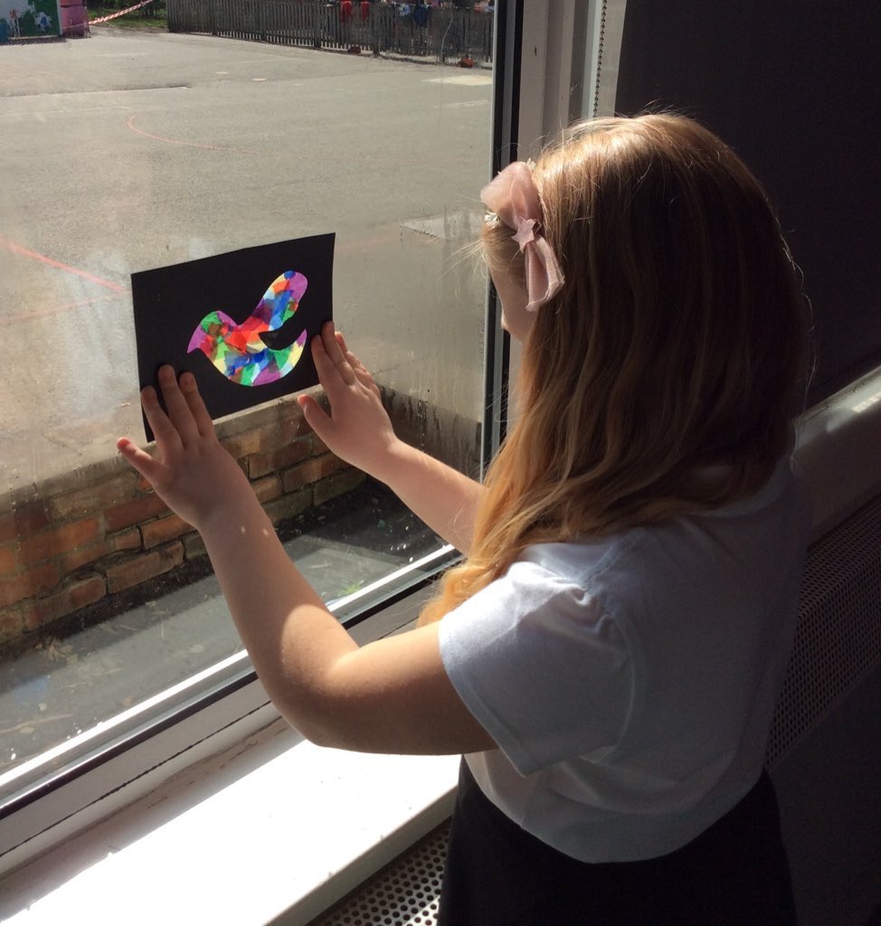 RykneldS's tweet photo. Today, the children in 3B really enjoyed learning about symbols, actions and gestures used in worship by different communities. Luckily, the sun was out to test their stained glass windows.☀️🤩☀️ https://t.co/VHp5nWIabT
