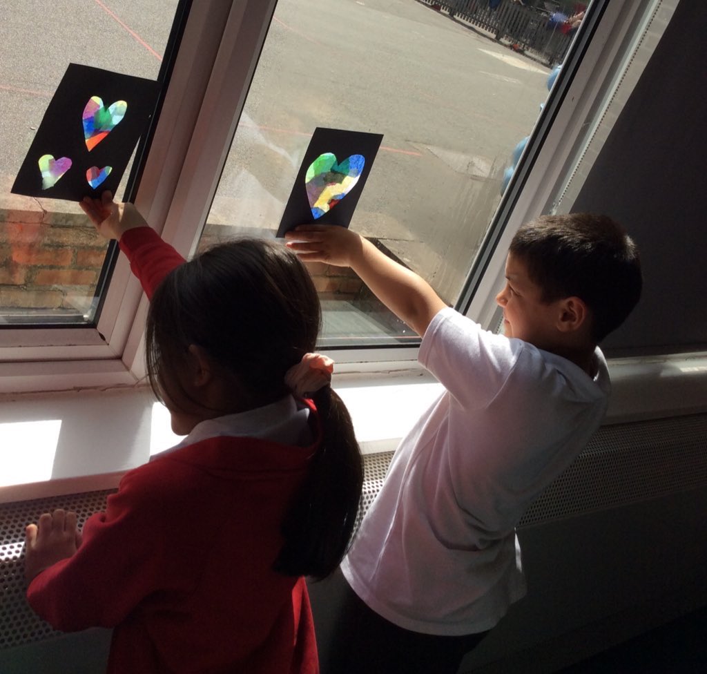 RykneldS's tweet photo. Today, the children in 3B really enjoyed learning about symbols, actions and gestures used in worship by different communities. Luckily, the sun was out to test their stained glass windows.☀️🤩☀️ https://t.co/VHp5nWIabT