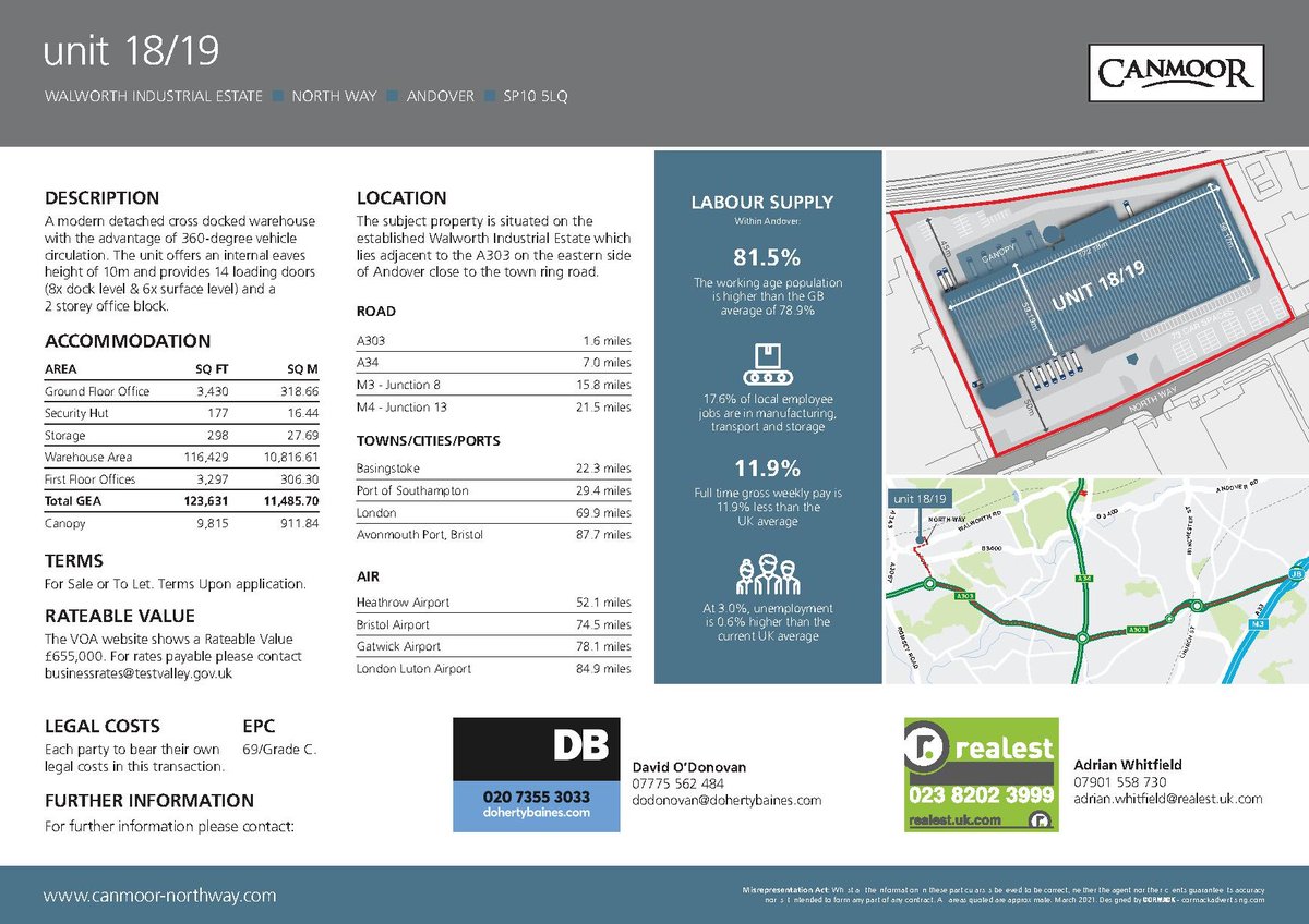 We are excited to share our latest opportunity following being appointed by <a href="/CanmoorProp/">Canmoor</a>. The unit is a rare opportunity to purchase or to let on a new lease. 

For more information contact joint agents DohertyBaines or <a href="/RealestCommProp/">Realest Property</a> 
#industrial #andover #dbsheds #wherenext