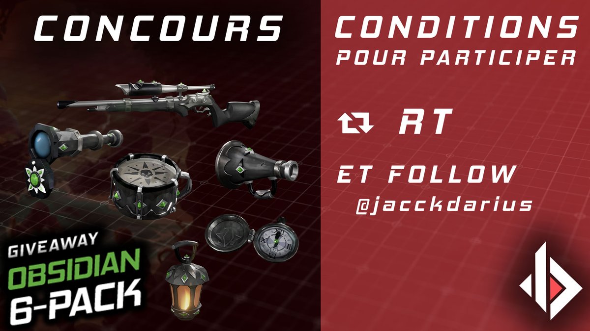 jacckdarius's tweet photo. Gagnez un six pack Obsidian sur #SeaOfThieves ! 

Pour participer :
🔁RT ce post
➡️Follow @jacckdarius

✅TAS le 06 avril

Bonne chance à vous les ESCROCS !

#giveaway #concours https://t.co/vX5h5gyVh4