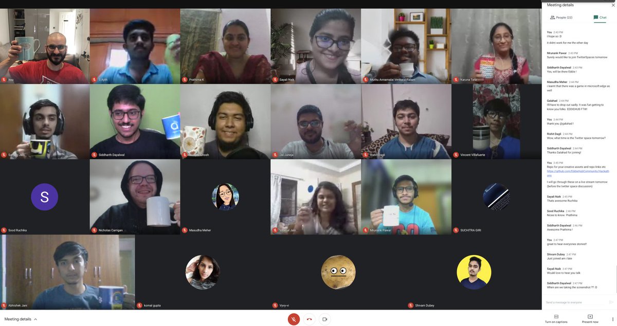 Somsubhra1CP's tweet photo. #LocalHackDay Share #eddiehub Community meetup π₯³π
Coffee with #EddieHub βοΈβοΈ
Had an awesome call with the community. It was a memorable one βΊοΈ
Go #EddieHub π₯π₯π₯
@MLHacks #LocalHackDay #lhdshare #meetup #virtual #community https://t.co/048x54Yhko