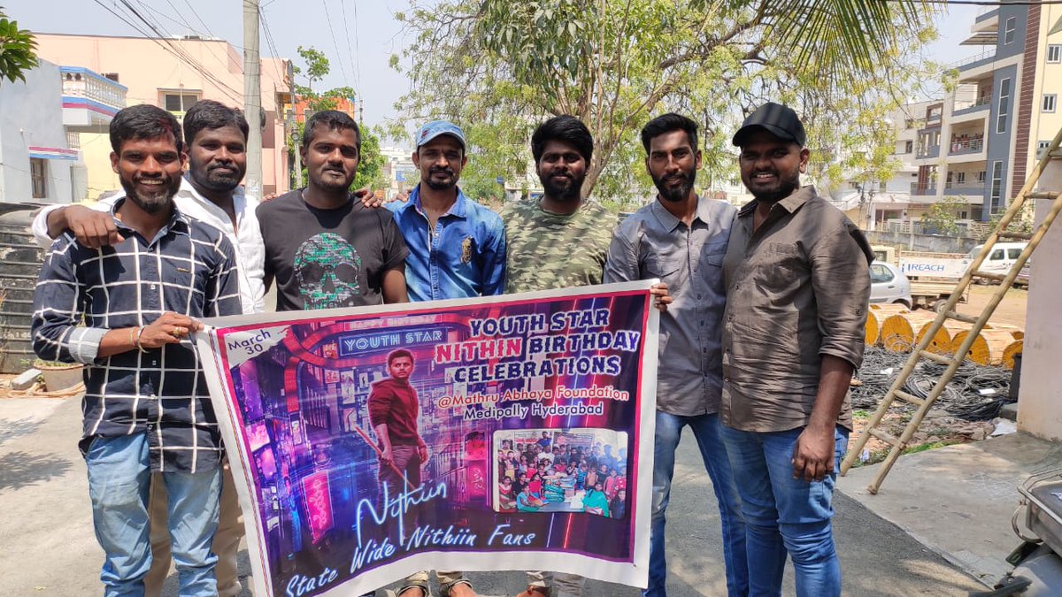 Sairam_nithiin's tweet photo. Our team @actor_nithiin #statewideNithiinfans
#Nithiin Anna birthday celebrations in #MathruAbhayaFoundation medipally Hyderabad
# charityIsOurResponsibility
#rtcxroads
#snist #ghatkesar #yamnampet #pocharam #medchal
#nithin #nithiin #nithinreddy #nithiinreddy #nithiinism https://t.co/8kDGfEODN1