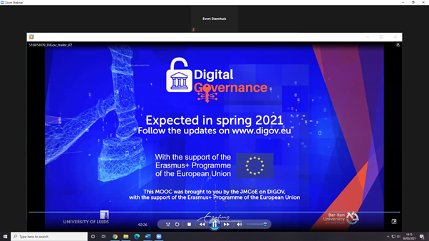 jmdigov's tweet photo. Today we announced our upcoming #MassiveOpenOnlineCourse on #digitalgovernance which will launch in Spring 2021 on @coursera. The #MOOC, a collaboration btw @erasmusuni @BarIlanU & @UniversityLeeds, covers a wide range of topics from #edemocracy to #dataprotection to #competition https://t.co/11Lm5xSIUd