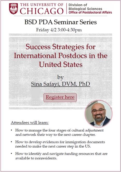 Join our #postdoc webinar by @ssafayi on success strategies for #internationalpostdocs in the US & practical ways to enable them in crafting an effective career plan for the US job market

When - 4/2 3:00pm
Register here - bit.ly/3tvvPCP 

#careerdevelopment
