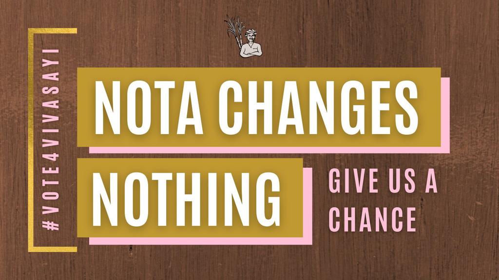 vasudevanjasu's tweet photo. #Vote4Vivasayi
NOTA changes Nothing
Give us a chance https://t.co/Z8ixb0oyJd