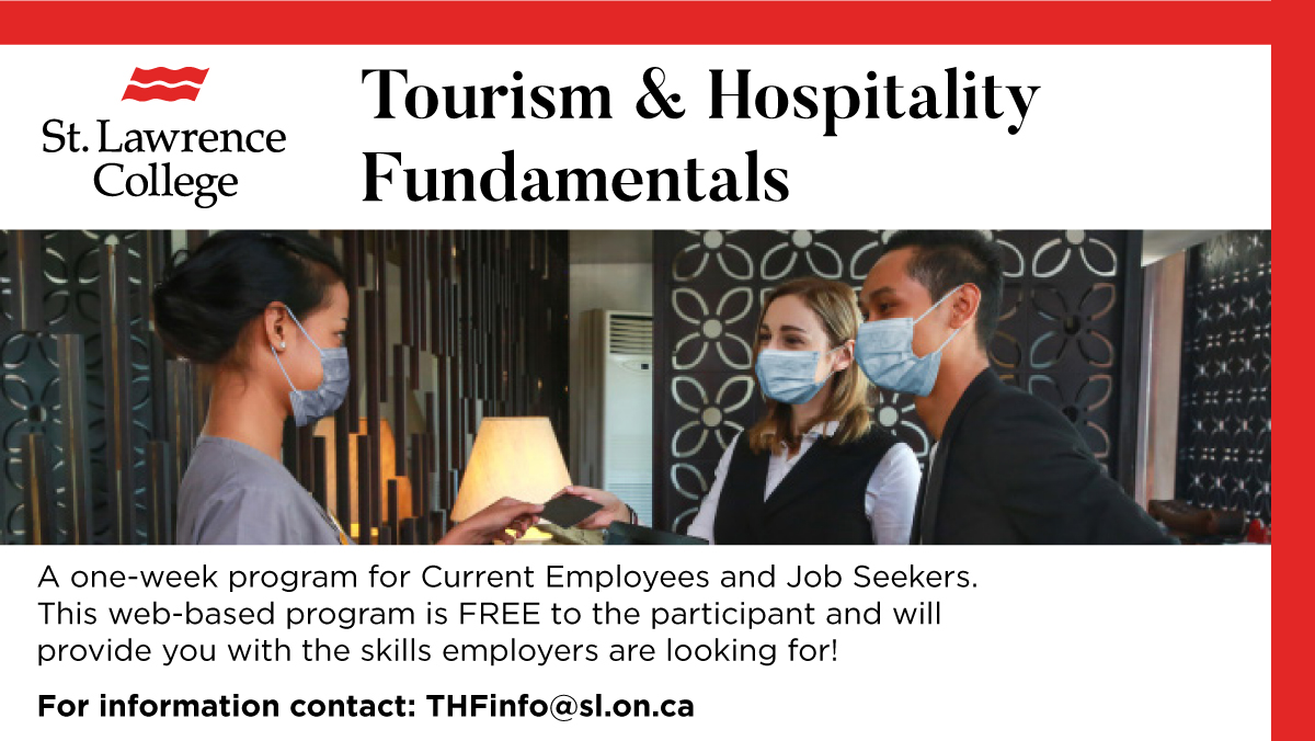 SLC is presenting a 1-week, Tourism &amp; Hospitality Fundamentals program to Current Employees &amp; Job Seekers. 

The program is FREE &amp; will provide you with the skills employers are looking for! #SmithsFalls #ygk <a href="/cityofkingston/">City of Kingston - Municipal Government</a> @townsmithsfalls <a href="/SLCCareer/">SLC Career Services</a>

Email: THFinfo@sl.on.ca