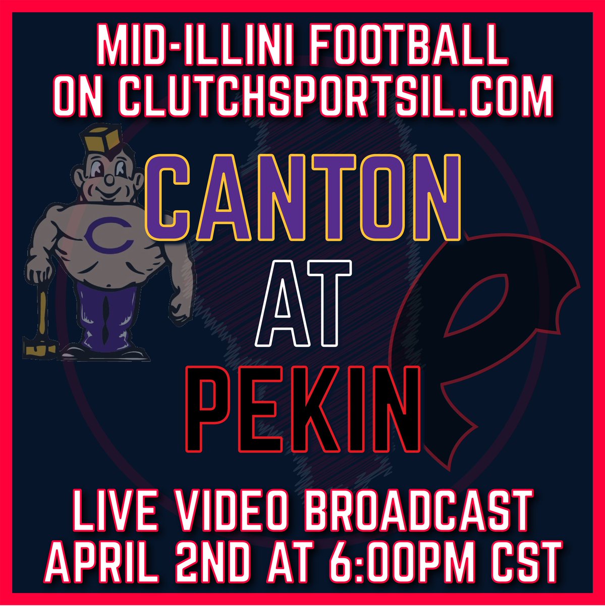 🚨SCHEDULE ANNOUNCEMENT

For this week’s Friday night game of the week, we’ll head to Pekin to bring you a Mid-Illini battle between <a href="/LittleGiantsFB/">Canton Football</a> and <a href="/pekinfootball/">Dragons Football</a>! 

Watch every minute of the action live, for FREE on ClutchSportsIL.com starting at 5:50. #ClutchUp