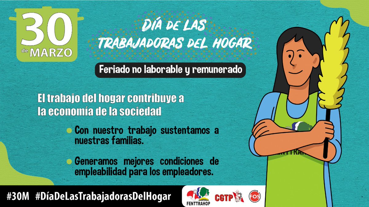 fenttrahop's tweet photo. Hoy #30M #DíaDeLasTrabajadorasDelHogar decimos no es suficiente la #Ley31047 si desde el estado @MTPE_Peru @FSagasti No se difunden los derechos, su vigencia y se fiscaliza y sanciona.
Actualmente tenemos compañeras con más de 12h de trabajo, retenidas sin poder salir. https://t.co/WoQFrdC4E4