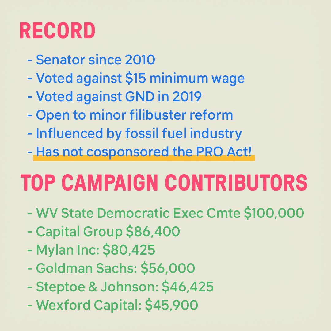 DemSocialists's tweet photo. Five senators stand between us and the Protecting the Right to Organize (PRO) Act. @Sen_JoeManchin is one of them.

WV workers organized some of the most militant unions in US history against massive corporate power. Which side are you on?#PassThePROAct https://t.co/803sDDElX4