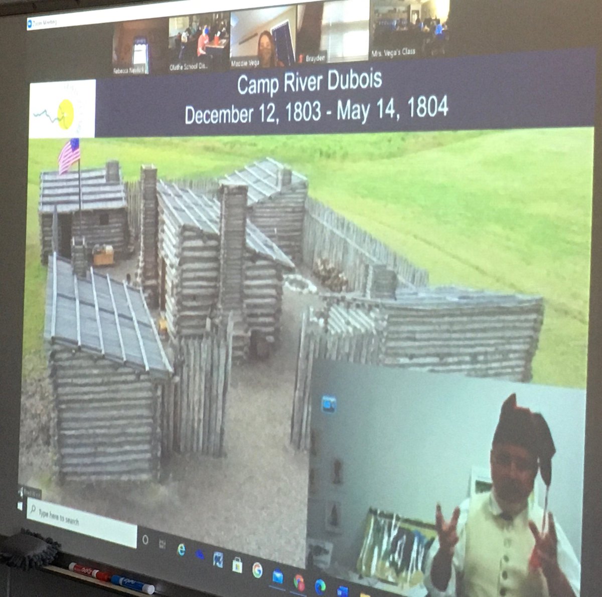NorthviewK5's tweet photo. This week 4th graders in @rjnewkirk1 and @Maddie__Vega classes participated in an exciting and interactive virtual field trip to Camp River Dubois at the Lewis and Clark State Historic Site. #Big3 #NVRoadrunners @JuloNancy https://t.co/PTS47lAUBt