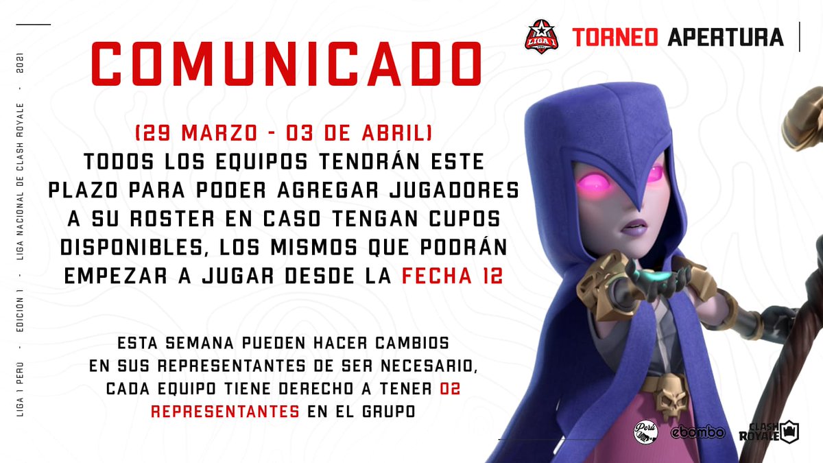 Esta semana los equipos de la <a href="/LIGA1_PE/">LIGA 1 PERÚ</a> con cupos libres estarán reclutando refuerzos para sus filas. Atentos a los comentarios que dejaran los equipos y se parte de la mejor liga peruana. 
<a href="/KingOfKings_GG/">King Of Kings 👑</a> <a href="/GhostOrange1/">Ghost Orange</a> <a href="/TUV_GamingGG/">TUV Gaming™</a> <a href="/TeamRealKingsC1/">Team Real Kings</a> <a href="/InkaEsports/">Inka Esports</a> <a href="/OlimpoSquad/">Olimpo Squad⚡️</a>