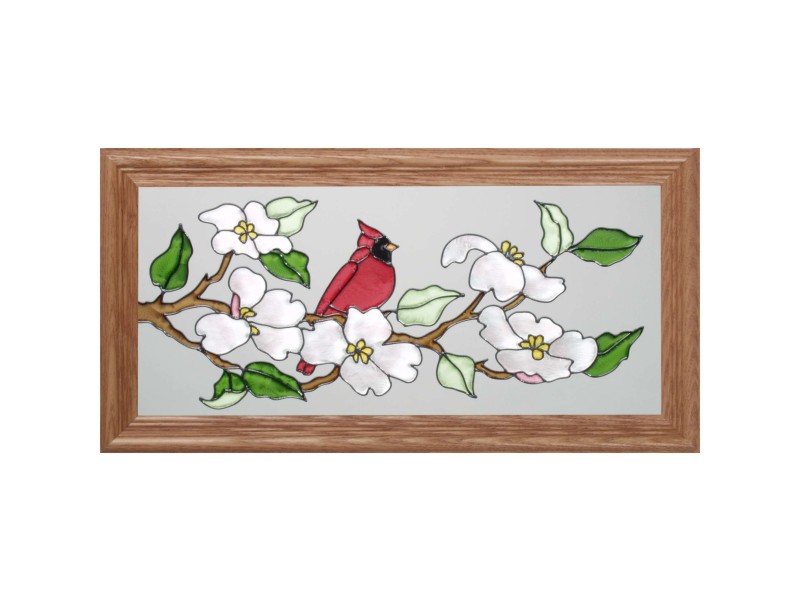 Check out 22X11 CARDINAL Bird Stained Art Glass Framed Wall Suncatcher  #SilverCreek ebay.us/c6CmY5 via <a href="/eBay/">eBay</a>