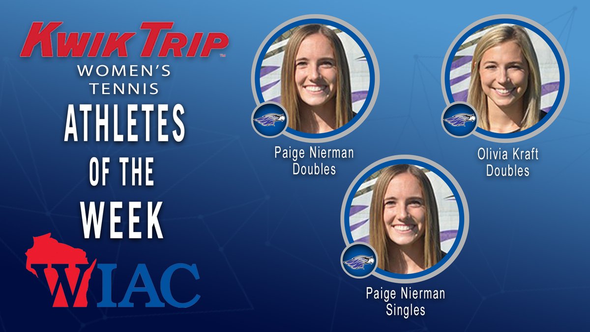 wiacsports's tweet photo. #WIACTENNIS | @UWWAthletics Nierman and Kraft Selected Athletes of the Week: https://t.co/esbe2BC1oy
#d3tennis https://t.co/7fXpDfkVIC