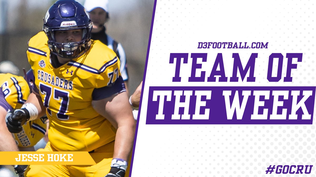 CONGRATS <a href="/HokeJesse/">Jesse Hoke</a> - D3Football.com Team of the Week🏈🏆! 

#gocru #oline
