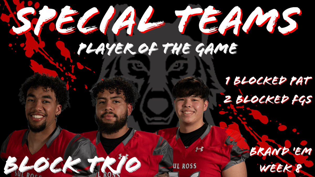 SRSUFootball's tweet photo. Week 8 Special Teams Player’s of the Week for hosting a Block Party 🎉 https://t.co/sowL2acQoL