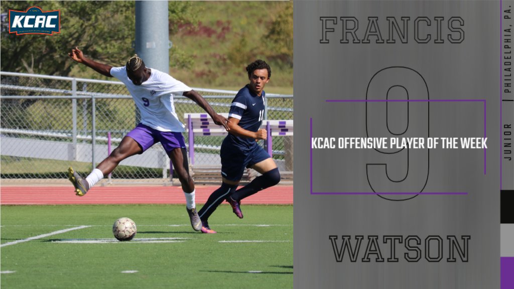 Back 2⃣ Back!

Congratulations to Francis Watson of <a href="/BuilderMSoccer/">Southwestern Men's Soccer</a> who has been named the KCAC Offensive Player of the week for the second straight time.

Watson assisted on the game-tying goal before kicking in the game-winner in the team's 2-1 OT win over Bethel on Friday.