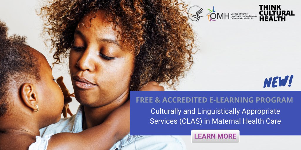 NIMHD's tweet image. Maternal healthcare providers: OMH is introducing a new free and accredited e-learning program designed just for you! #LearnHow to improve your quality of care while earning up to 2-continuing education credits at no cost. Register now bit.ly/3gRV0JY #ThinkCulturalHealth