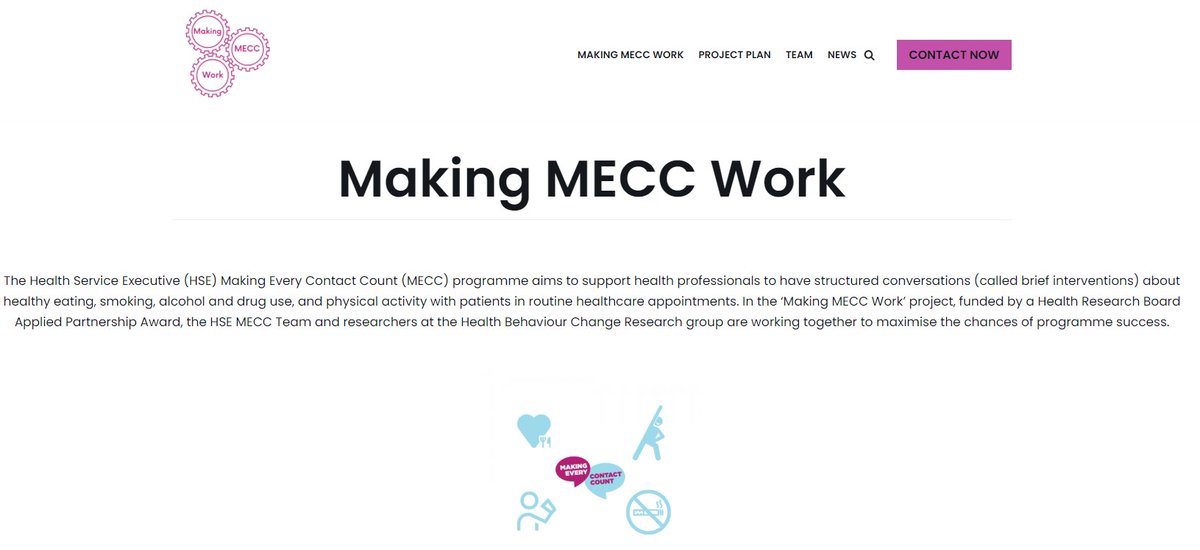 MakingMeccWork's tweet photo. Welcome to our new followers! We are excited to  launch our website https://t.co/HlAHvaHDL7! Check out our project plan which aims to enhance the implementation of the HSE Making Every Contact Count programme and meet our team members! @HSELive @hbcrg @nuigalway @hrbireland https://t.co/gUBYg3wXUt