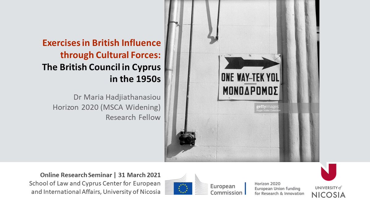 CuDiCy's tweet photo. Exercises in #British #influence through cultural forces: the case of the British Council in #Cyprus in the 1950s - Research Seminar by @mari_hadji. Join us tomorrow, 31/3/2021, 11:30 – 13:00 EEST. 🔗Zoom link:  https://t.co/zz5ROrRuQp #culture #diplomacy #cultural #relations https://t.co/4XhDq6urqM