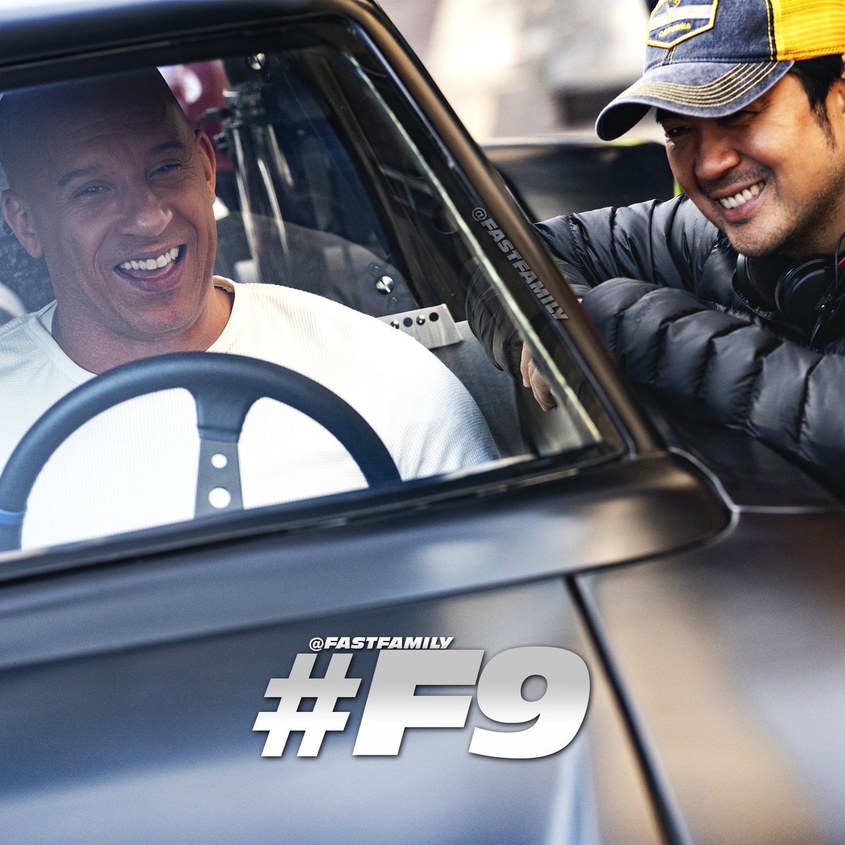 FastFamily's tweet photo. .@VinDiesel and #F9 director @JustinLin sharing a laugh between takes. #FAST9 #TorettoTuesday https://t.co/b6kI3MllKZ