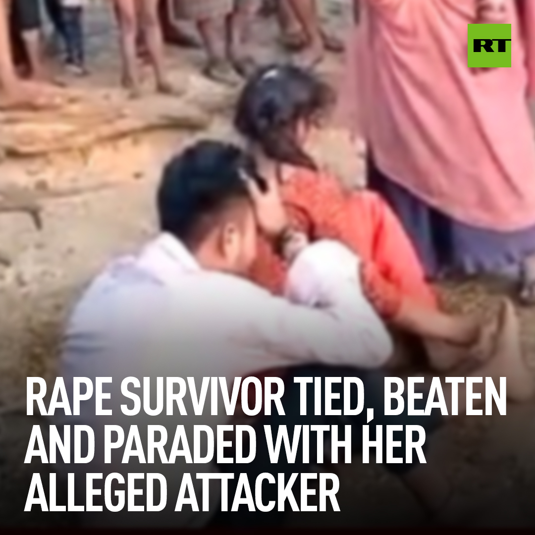 RT - A 16yo Indian girl was tied up, beaten and paraded in public with the man accused of raping her. The girl was allegedly raped by the 21yo on Sunday, after which villagers carried out the gruesome procession.