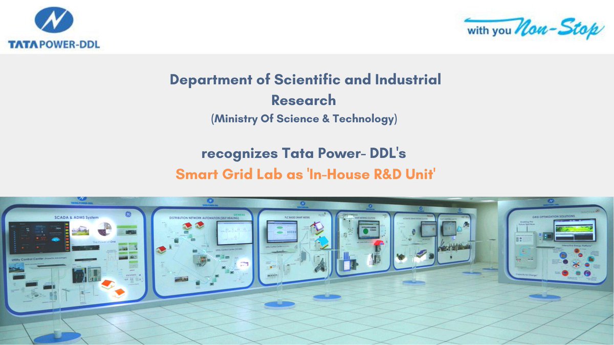 tatapower_ddl's tweet image. We are delighted to share that Tata Power-DDL’s #SmartGridLab has been recognized as an In-house R&amp;amp;D Unit by the Departement of Scientific&amp;amp;Industrial Research.

This is the first time that such a #recognition has been given to an #IndianDiscom

Know More:
lnkd.in/d6b_z7C