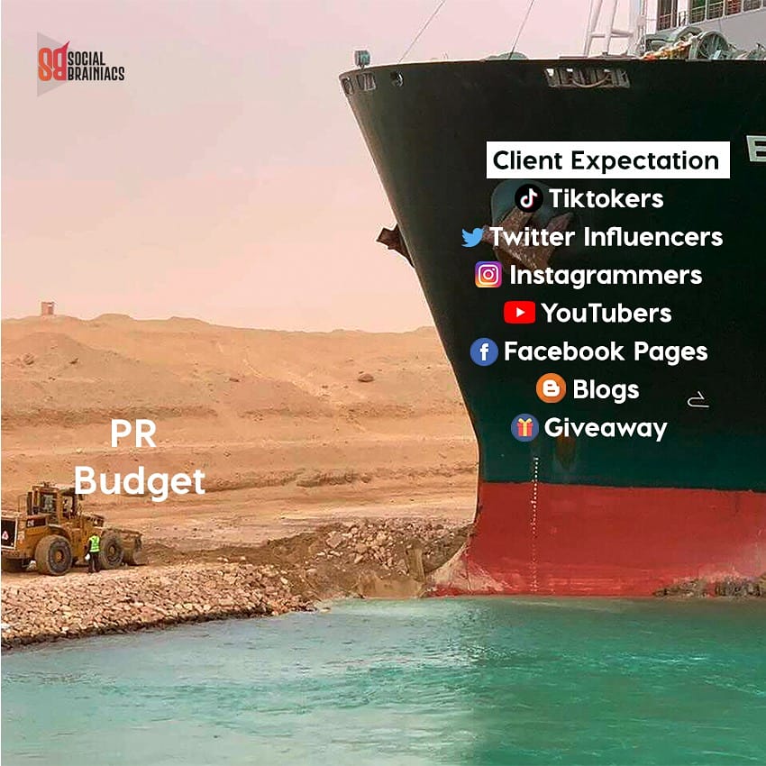 Here’s to the bitter-sweet challenge of bridging the gap between client’s budget and their expectations. Can you relate to it? We surely can!

#AgencyLife #ContentCreators #SuezCanal #MomentMarketing #SocialBrainiacs