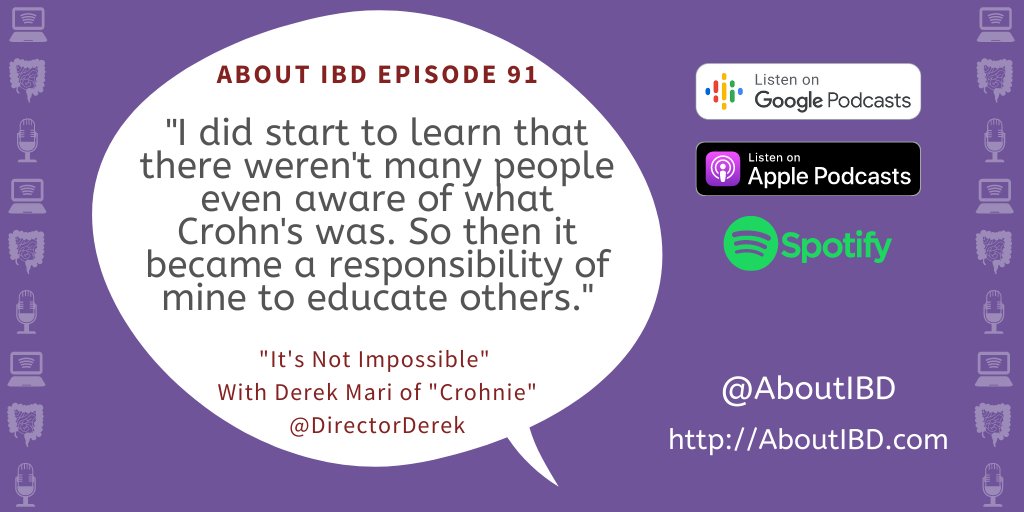 aboutIBD's tweet photo. #IBD makes us educators. On #AboutIBDPodcast I talk with @DirectorDerek, creator of @CrohnieMovie, on his upcoming film and educating about #Crohns. Listen in any #podcast app or here:
Apple: https://t.co/rXspnWwZ0m
Google: https://t.co/Pg7adOskyX
Spotify: https://t.co/5DaaLfCGS1 https://t.co/Un7Yv0uVeA