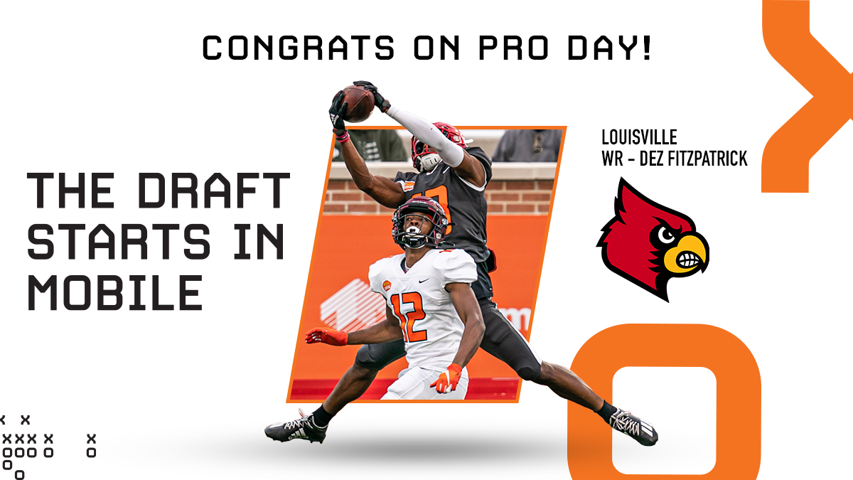 Official results from @UofLFootball pro-day. Dez Fitzpatrick continuing momentum off a strong Reese's Senior Bowl game:

WR <a href="/dezfitz8/">Dez Fitzpatrick</a> 
HT 6016👀
WT 208
40 4.43/4.45👀 (NFL scouts ⏱️)
VJ 35.0
no BJ
SS 4.26
3C 7.09

WR Tutu Atwell
5087
155
4.42/4.43👀
33.0 
9-9
4.14
6.89