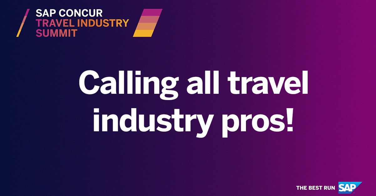 cajseattle's tweet photo. Last chance - We're looking for travel industry professionals to share their expertise and insights related to the future of business travel. If you, or someone you know, would like to be considered to speak at the SAP Concur Travel Industry Summit, please submit by March 31. https://t.co/fAiJQImRjQ