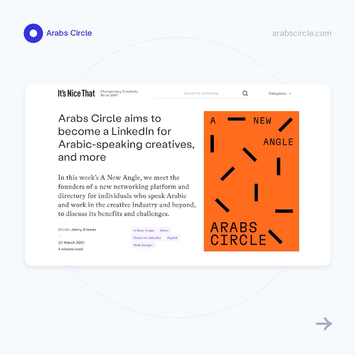 Arabs_Circle's tweet photo. NEWS: We're happy to share with you our interview with @itsnicethat 🎉📢

Read the full article:
https://t.co/nwhjlmdyDo https://t.co/DbtwhOBMIb
