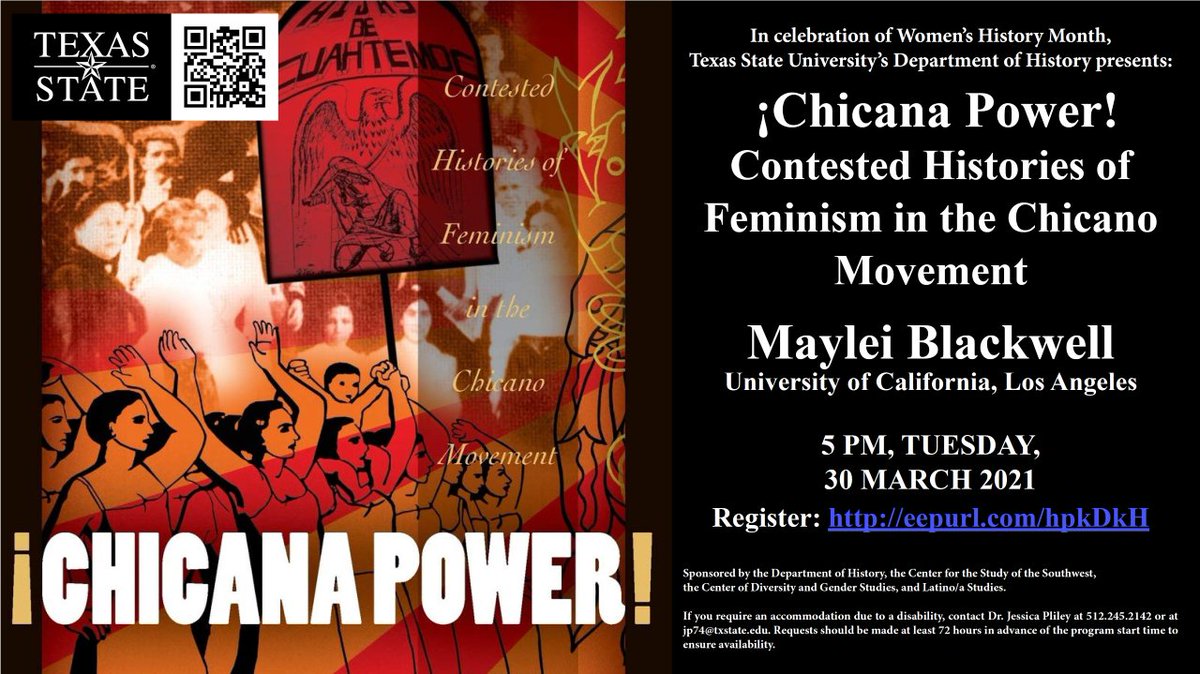 TODAY: <a href="/TXSTHistory/">Texas State History</a> is hosting this wonderful event at 5 PM with Dr. Maylei Blackwell!