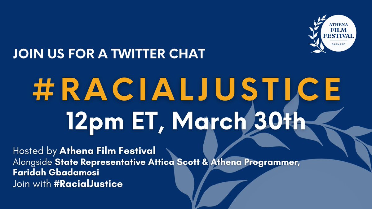 Athenafilmfest's tweet photo. Join us in 10 minutes, at 12PM ET for a #twitterchat on #RacialJustice. We'll chat to State Representative @atticascott4ky, and #AthenaFF Programmer, Faridah Gbadamosi about mobilising communities to advocate for #RacialJustice. See you there! https://t.co/O6VKFYuDDF