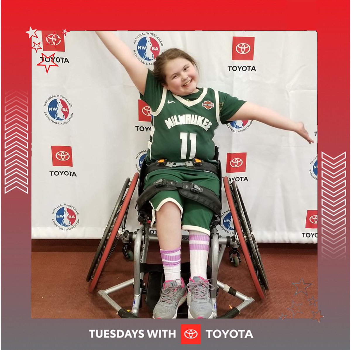 Catherine Reddin won March Tuesday's with <a href="/Toyota/">Toyota USA</a>! 

“I made so many new friends on my team &amp; I have friends on the teams that we compete against a lot. I am more accepted by my teammates than kids at my school. I don't feel different when I am with my wheelchair bball friends.”