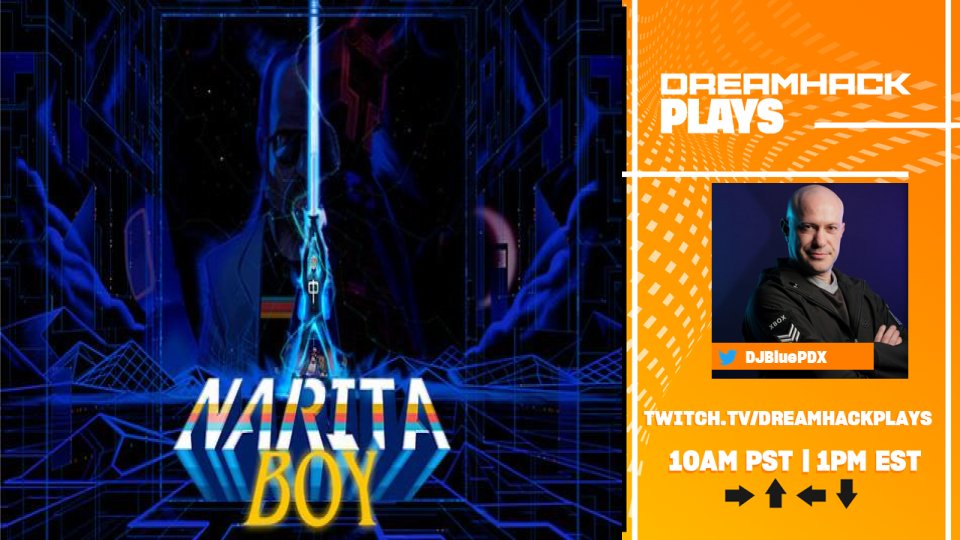 DreamHack's tweet photo. Come join @DJBluePDX as he plays through #NaritaBoy from @studiokobagame &amp; @Team17!

Plus you can win a copy of the game and learn more about #SavingTheArcadeWorld! 

🔴https://t.co/7wPz4XmVGN 🔴 https://t.co/EQgZZ6Eric