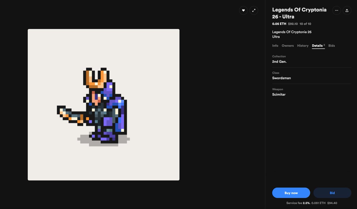 CryptoniaOf's tweet photo. Legends Of Cryptonia 26 - Ultra UOS

Collection - 2nd Gen.
Class - Swordsman
Capacity - Scimitar

#NFT available on @rariblecom ⚔️🔥
10ex - 0.05 ETH
https://t.co/8YQonW5DE0

Collection :
https://t.co/uKfWCfEKtW

Website : 
https://t.co/VJHXZiAvVs https://t.co/NAKEQypl54