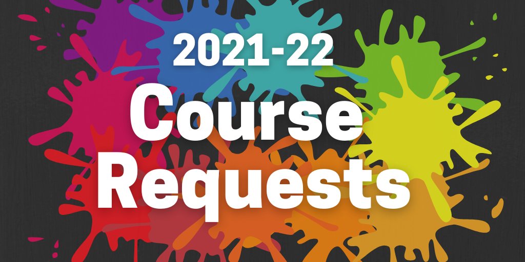 2021-22 course requests are available for viewing in AERIES through 3:00 pm on Friday, April 9.

If you see something on your course requests that need to be changed before the deadline of April 9th, please be sure and fill out this google form. 

ow.ly/gsAc50Ecrmj