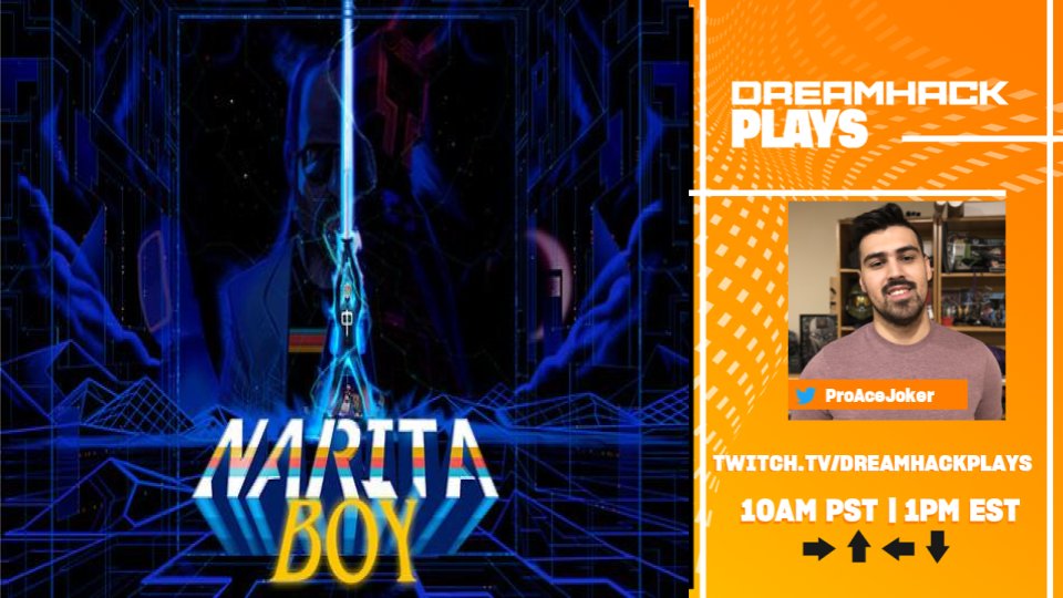DreamHack's tweet photo. We've got more #NaritaBoy from @studiokobagame &amp; @Team17!

Tune in to @ProAceJoker to win a copy of the game and learn more about #SavingTheArcadeWorld! 

🔴https://t.co/7wPz4XmVGN 🔴 https://t.co/DOlSxm6ZNj
