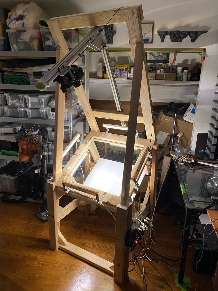 Just finished building a tiltable down-shooter. My back is sore today, but will be happy tomorrow. #StopMotion #animation #indiedev #gamedev