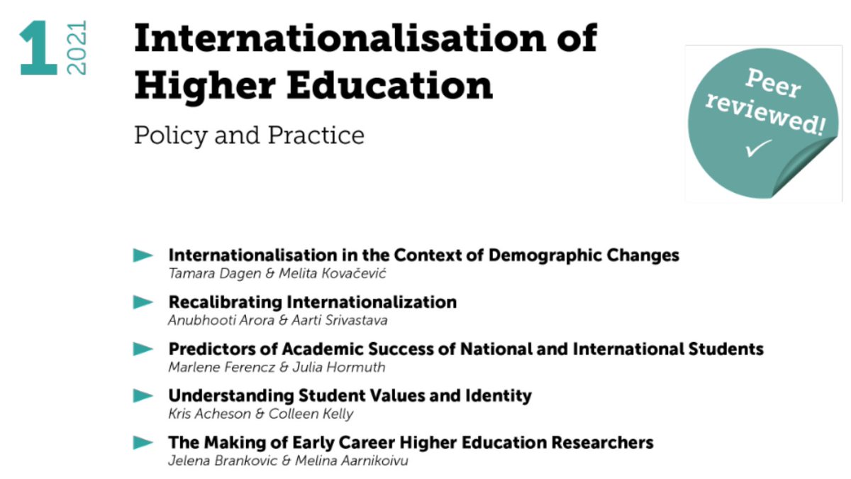 DUZ_HigherEd's tweet photo. Out now! Issue 1/2021 of our #peerreviewed journal โInternationalisation of #highereducationโ has been published. It covers such topics as #demographicchange, #studentvalues, and predictors of #studentsuccess. Enjoy! https://t.co/hNtqbvCpDv https://t.co/NYvtCoE04e