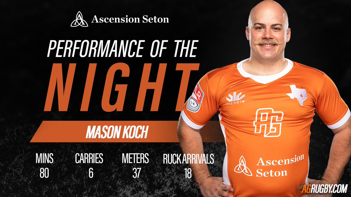 In his first Major League Rugby start, Mason Koch earns Ascension Seton Performance of the Night!💥

AG Nation, give it up for Mason Koch! 👏

#WeAreAG | <a href="/AscensionSeton/">Ascension Seton</a> | <a href="/usmlr/">Major League Rugby</a>