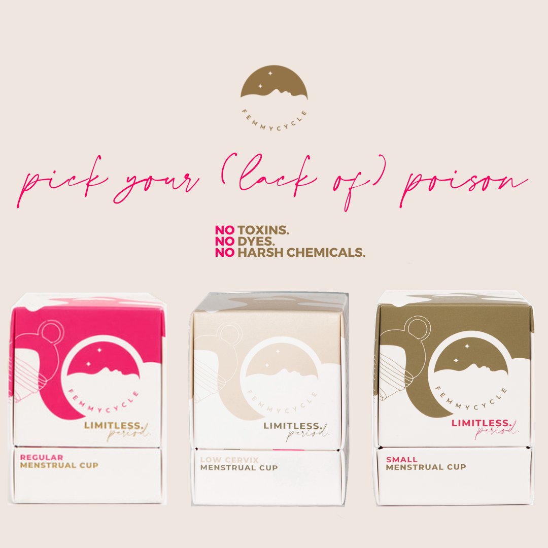 FemmyCycle's tweet photo. No matter which FemmyCycle cup you choose, there are no dyes or harsh chemicals anywhere to be found, so....we keep it fresh and clean. Pick one. https://t.co/dtBGT7LnDE