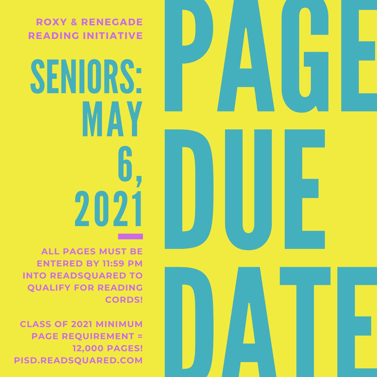 mavlibrary's tweet photo. Today's #TuesdayTechTip is a REMINDER to LOG pages read into READSQUARED!
Senior page deadline for the Roxy & Renegade Reading Initiative is May 6, 2021 by 11:59 PM -- NO EXCEPTIONS!
#mavlibrary #mavsREAD #pisdREADS #readSquared #roxyandrenegade #roxyandrenegadereading https://t.co/R9GAEqRiai